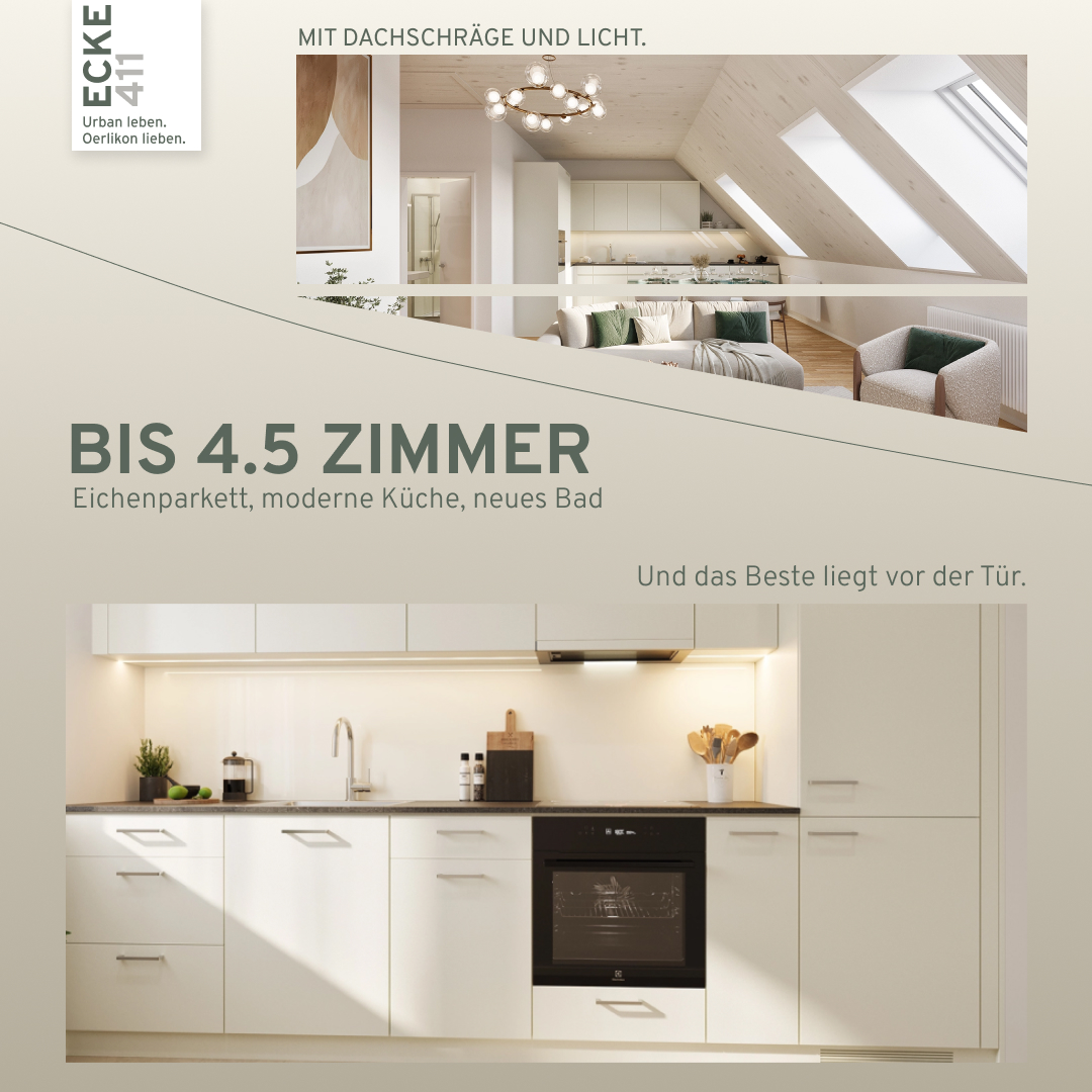 Carousel Paare, Folie 2: «Bis 4.5 Zimmer» mit Dachgeschoss-Wohnung und Küche